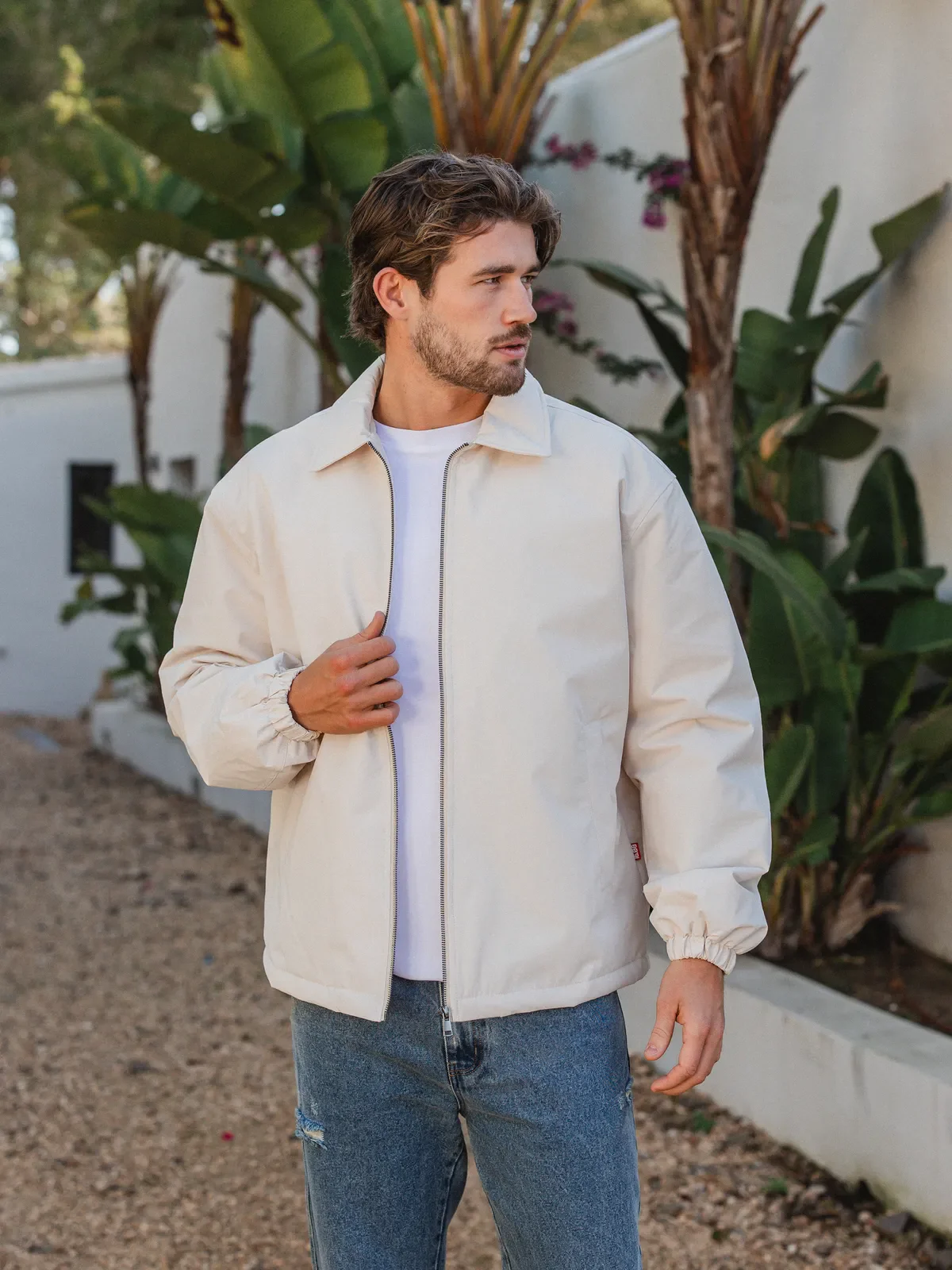 Creme Padded Coach Zip Jacket - Image 4